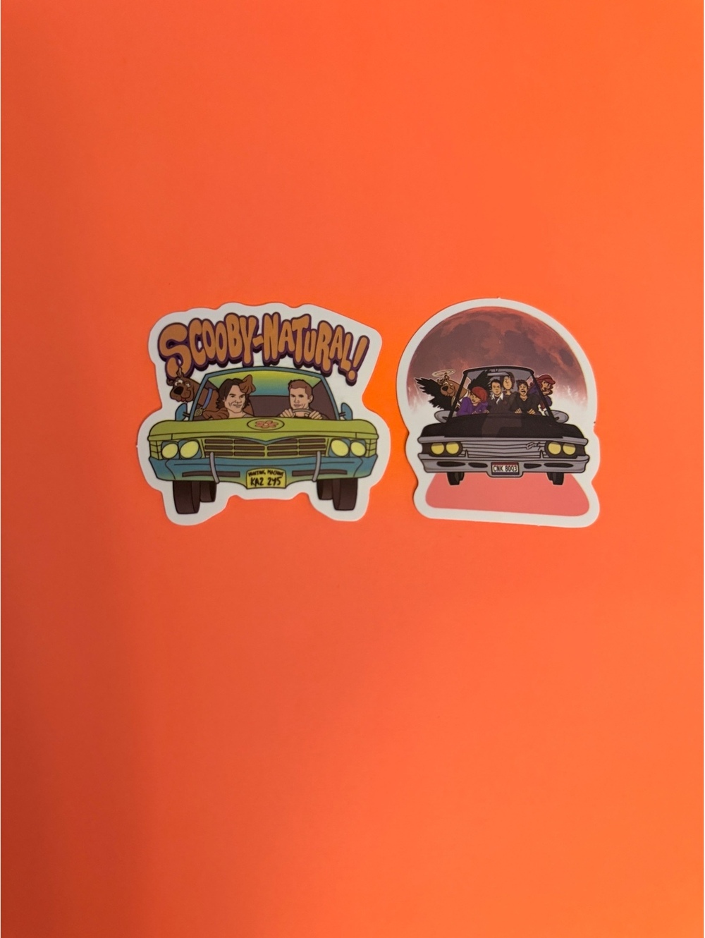 SPN scooby-natural crossover stickers. 2 Pack
